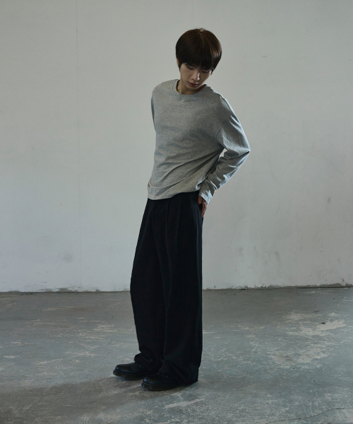 Double-Tuck Wide Slacks [Black] thumbnail 5