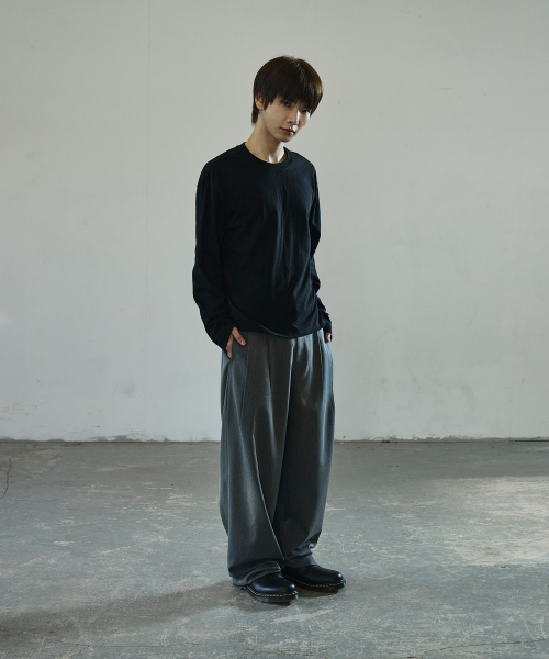 Double Tuck Wide Slacks [Gray] thumbnail 5