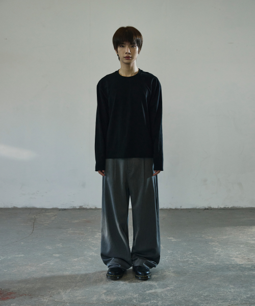 Double Tuck Wide Slacks [Gray] thumbnail 7