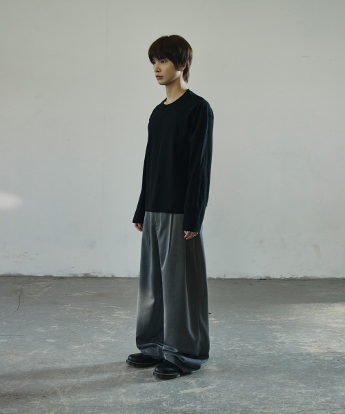 Double Tuck Wide Slacks [Gray] thumbnail 8