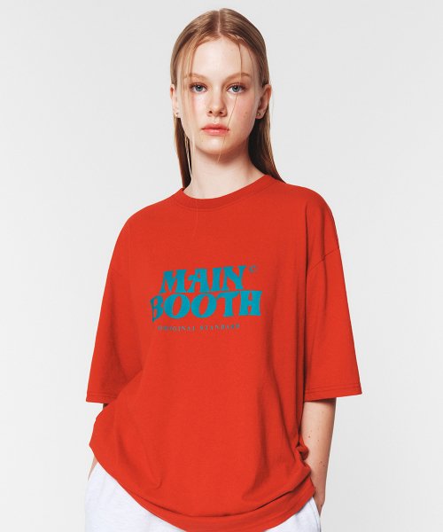 red scoop neck shirt