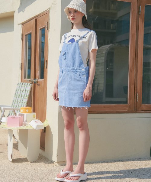 Джинсовый полукомбинезон-юбка UP-268 LIGHT BLUE
