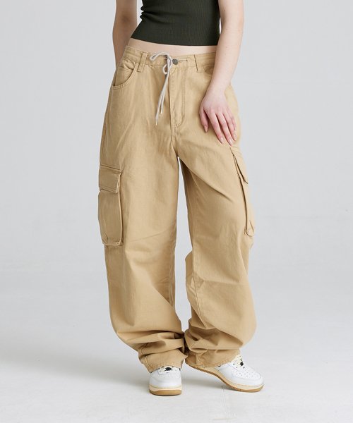 MUSINSA | BSRABBIT CARGO LOOSE FIT COTTON PANTS BEIGE