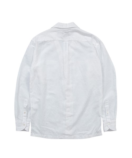 Полуоверсайз льняная рубашка Cuban с открытым воротником (White)