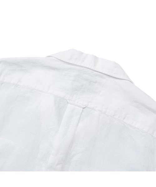 Полуоверсайз льняная рубашка Cuban с открытым воротником (White)