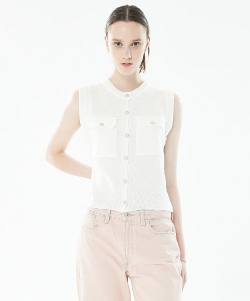 LLS POCKET KNIT VEST(IVORY)