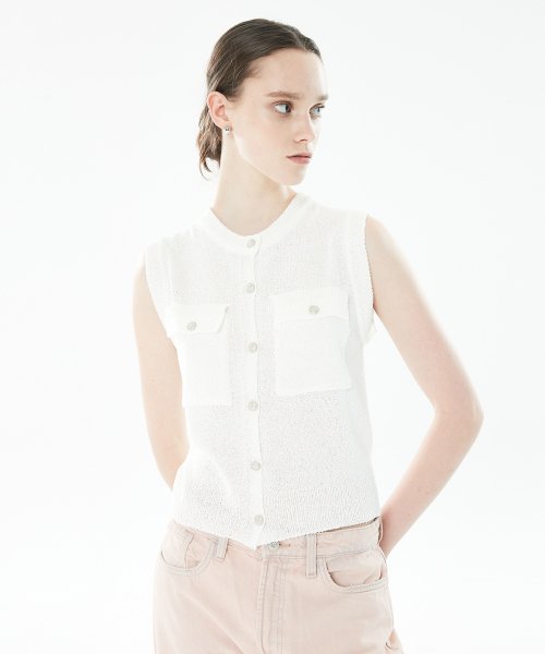LLS POCKET KNIT VEST(IVORY)