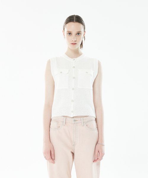 LLS POCKET KNIT VEST(IVORY)