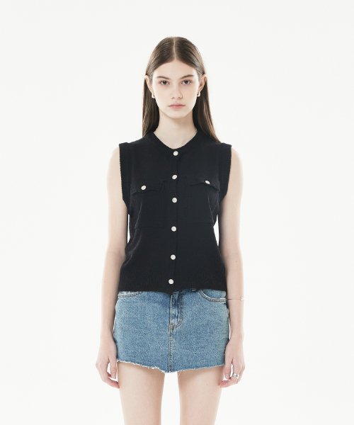 LLS POCKET KNIT VEST(BLACK)