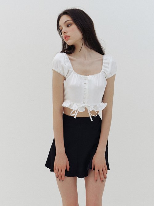 Baby White Semi Crop Blouse