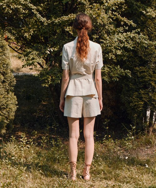 LINEN BLEND WRAP JACKET