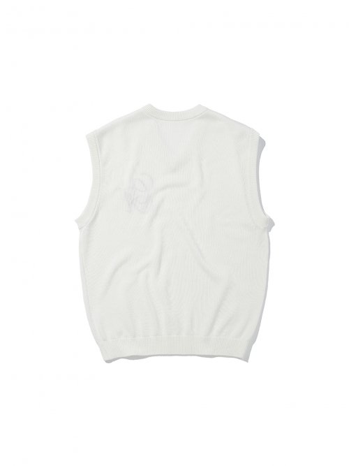 CA Logo Knit Vest Ivory
