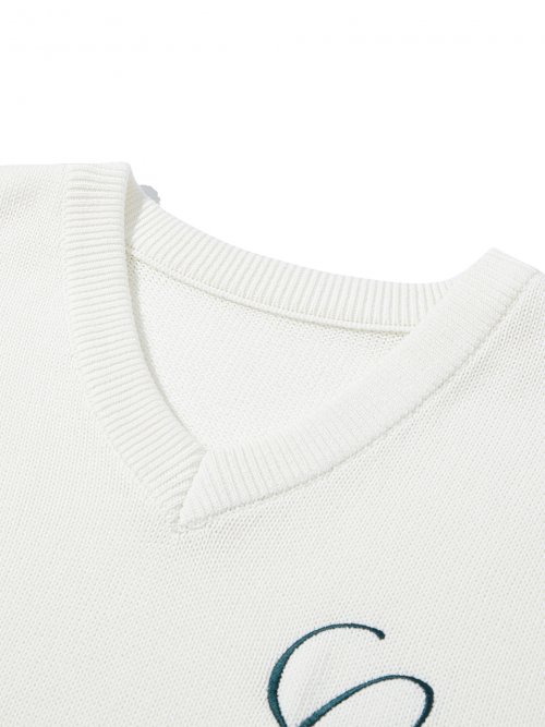 CA Logo Knit Vest Ivory