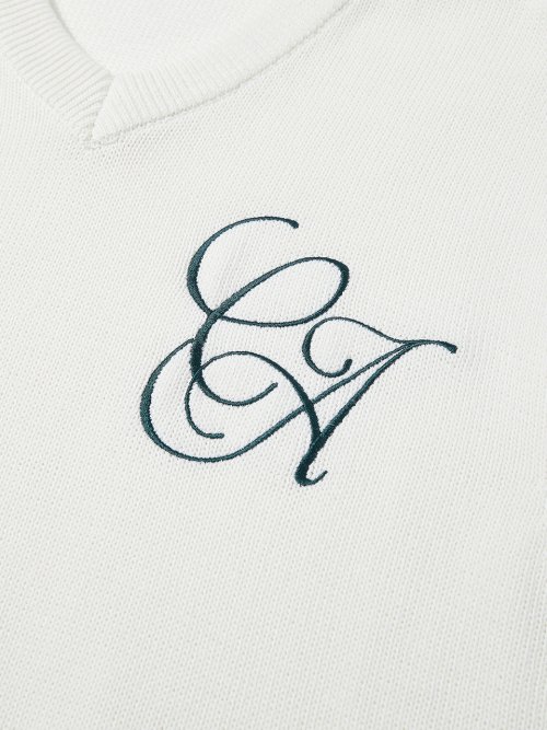 CA Logo Knit Vest Ivory