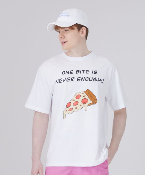 Свободная футболка с принтом PIZZA — White