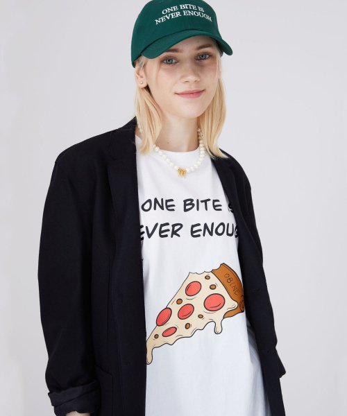 Свободная футболка с принтом PIZZA — White
