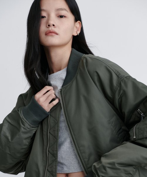 WOMENS CROP MA-1 BOMBER JACKET [KHAKI]