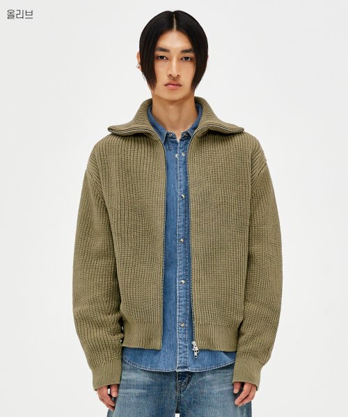 MUSINSA | LMOOD DOWNTOWN Zip-up Knit Sweater CARDIGAN (3 COLOR)