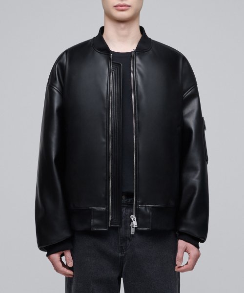 Оверсайз бомбер MA-1 из экокожи [Black]