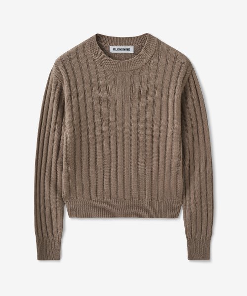 MUSINSA | BLOND9 Puff Sleeve ribbed Round Knit Sweater ( 8 colors )