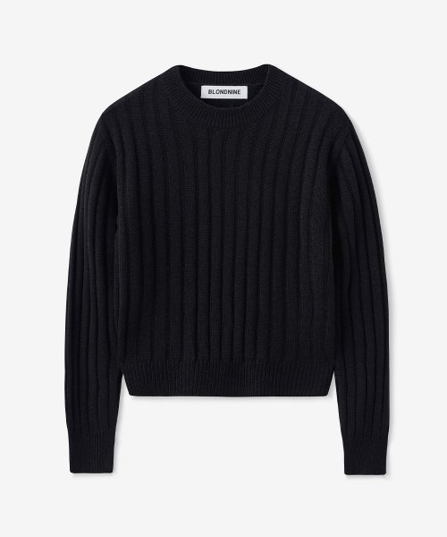 MUSINSA | BLOND9 Puff Sleeve ribbed Round Knit Sweater ( 8 colors )
