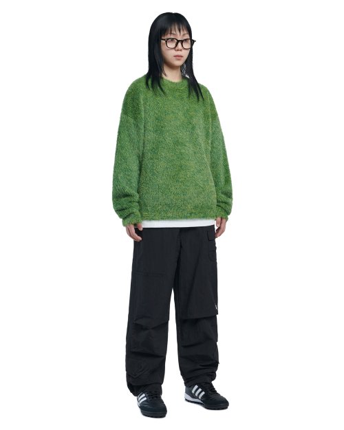 노매뉴얼(NOMANUAL) CROPPED HAIRY KNIT - GRASS GREEN - 사이즈