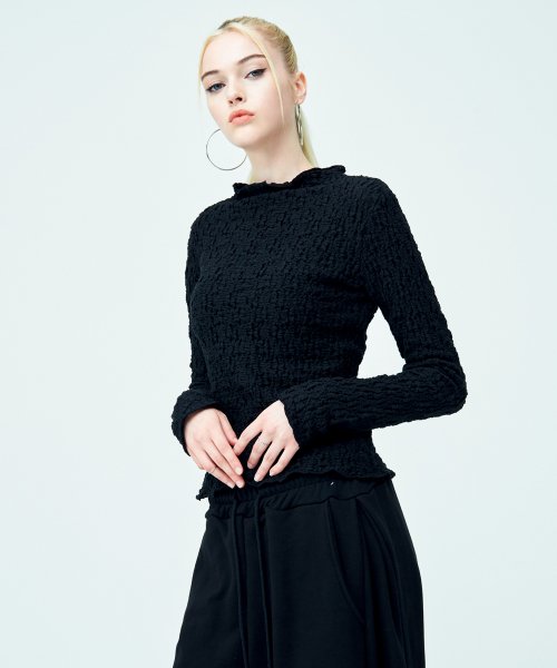 Лонгслив Cloud Wrinkle с полувысоким воротником (Black)