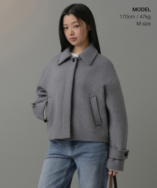 Женское короткое пальто мак из кашемира [Medium Gray]