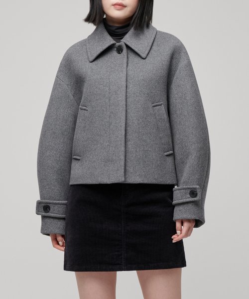 Женское короткое пальто мак из кашемира [Medium Gray]