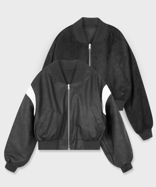 Двусторонний кожаный бомбер Varsity [Beige]