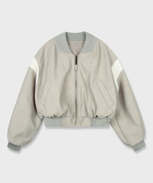 Двусторонний кожаный бомбер Varsity [Beige]