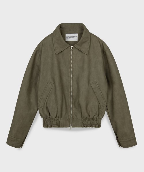 Vegan Leather Jumper Overfit Single Blouson Jacket [BROWN]