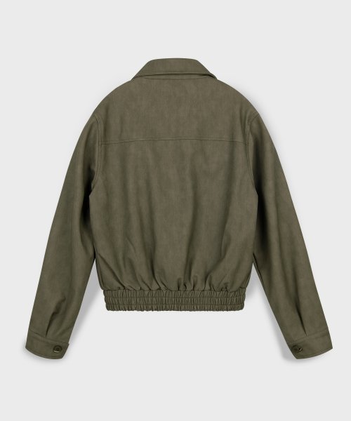 Vegan Leather Jumper Overfit Single Blouson Jacket [BROWN]