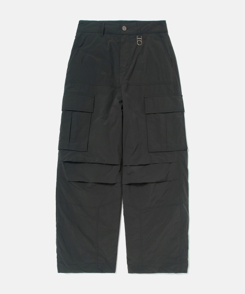 Padded Nylon Parachute Cargo Pants (CHARCOAL)