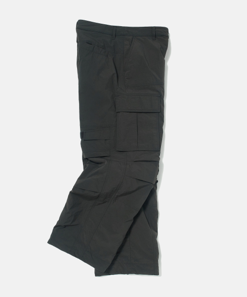Padded Nylon Parachute Cargo Pants (CHARCOAL)