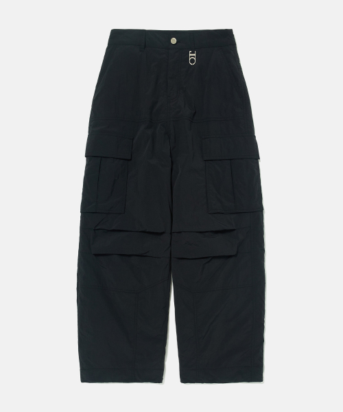 Padded Nylon Parachute Cargo Pants (BLACK)