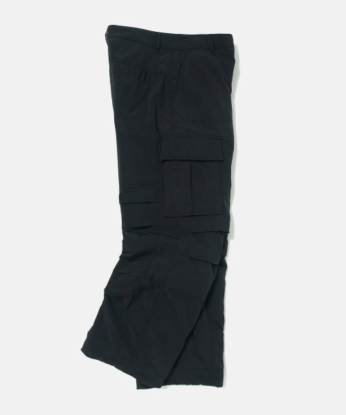 Padded Nylon Parachute Cargo Pants (BLACK)