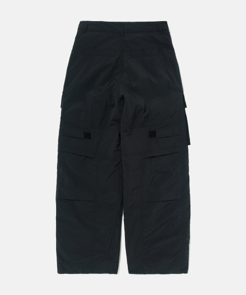 Padded Nylon Parachute Cargo Pants (BLACK)