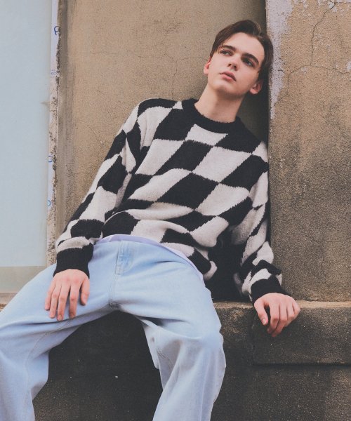 VSW Brushed Checker Knit Black