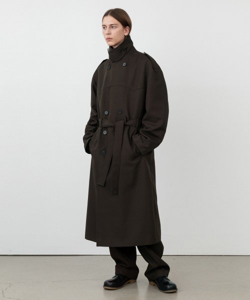 MUSINSA | INSILENCE Oversized Slosh Wool Trench Coat BROWN