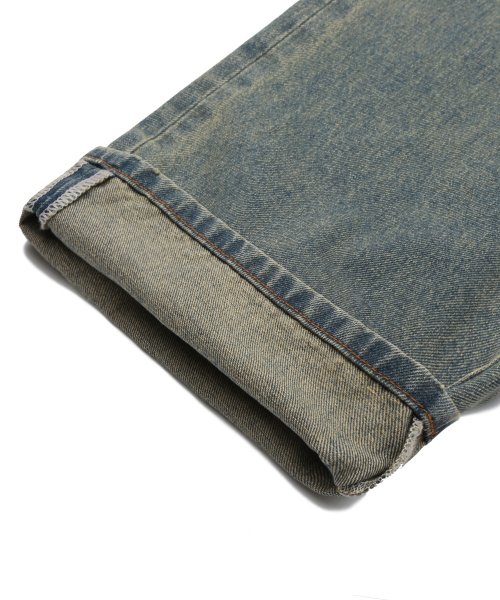 MUSINSA | TRILLION Biostone Washing Wide Denim Pants (BEIGE BLUE)