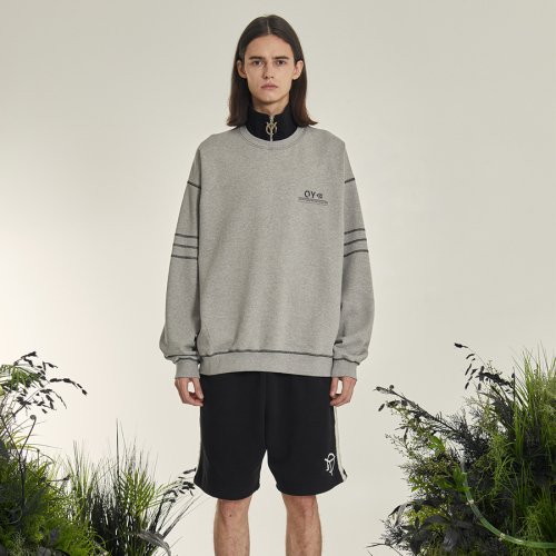 Свитшот на молнии с воротником и строчкой (Grey)