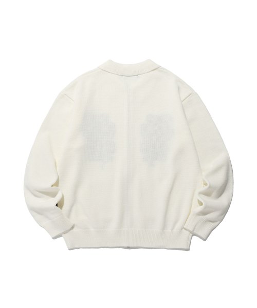 DANCING SKELETONS ZIP POLO KNIT_WHITE(NG2DFUK680A)