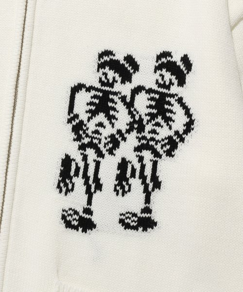 DANCING SKELETONS ZIP POLO KNIT_WHITE(NG2DFUK680A)