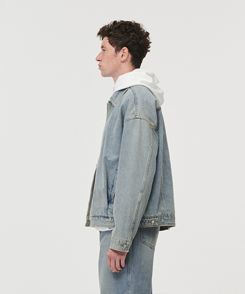 Плиссированная джинсовка JK012 (Washed Blue)