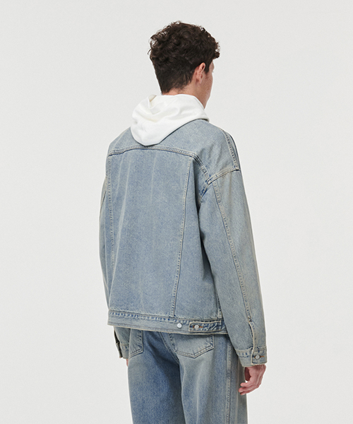 Плиссированная джинсовка JK012 (Washed Blue)