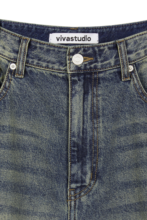 WIDE DENIM PANTS [BLUE]