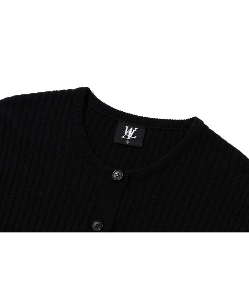 우알롱(WOOALONG) Signature slim basic crop cardigan - BLACK