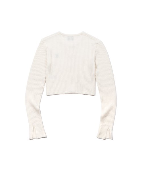 MUSINSA | WOOALONG Signature slim basic crop cardigan - IVORY