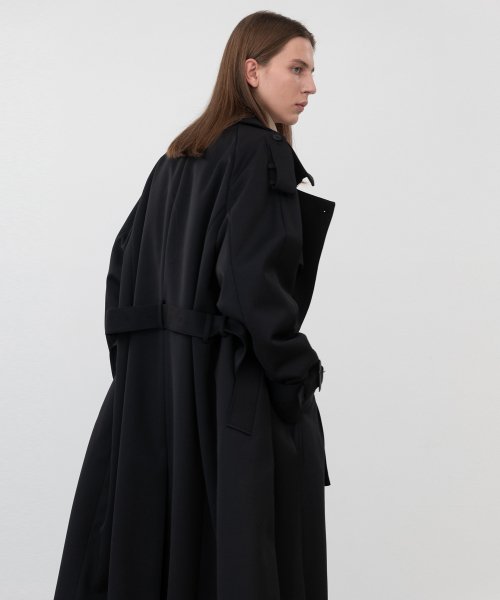 MUSINSA | INSILENCE Oversized Slosh Wool Trench Coat BLACK